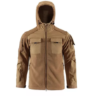 CHAQUETA TÁCTICA DE POLAR CON CAPUCHA COLOR COYOTE