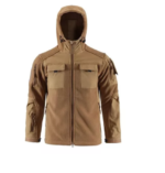 CHAQUETA TÁCTICA DE POLAR CON CAPUCHA COLOR COYOTE